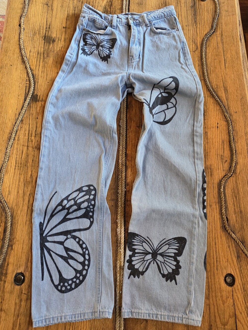 Simple Society Butterfly High Rise Straight Light Jeans Women 3